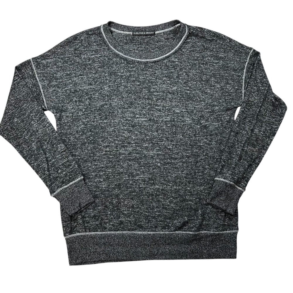 HARLOWE & GRAHAM Lightweight Sweatshirt Crewneck Stretch Charcoal Gray Womens XS